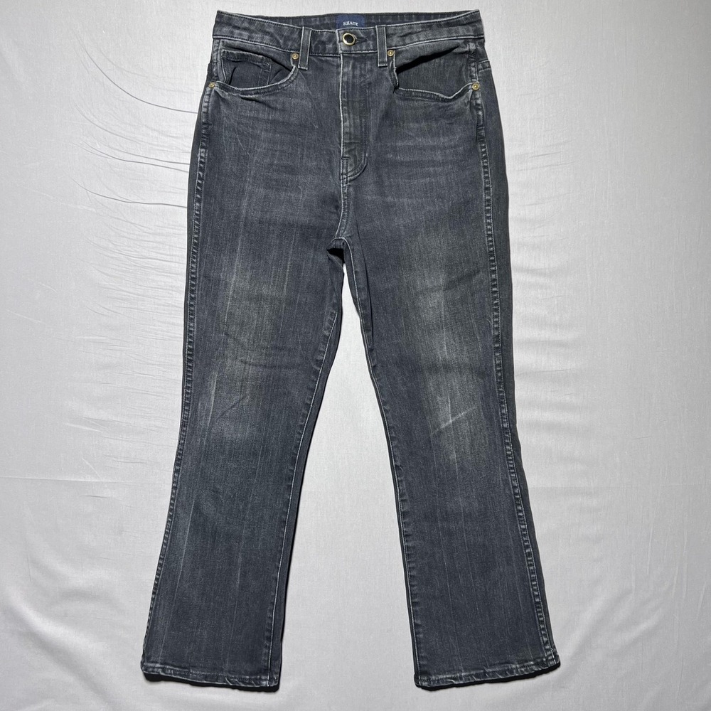 Khaite Benny Cropped Flare Jeans Womens 28‎ Washed Black Gray High Rise